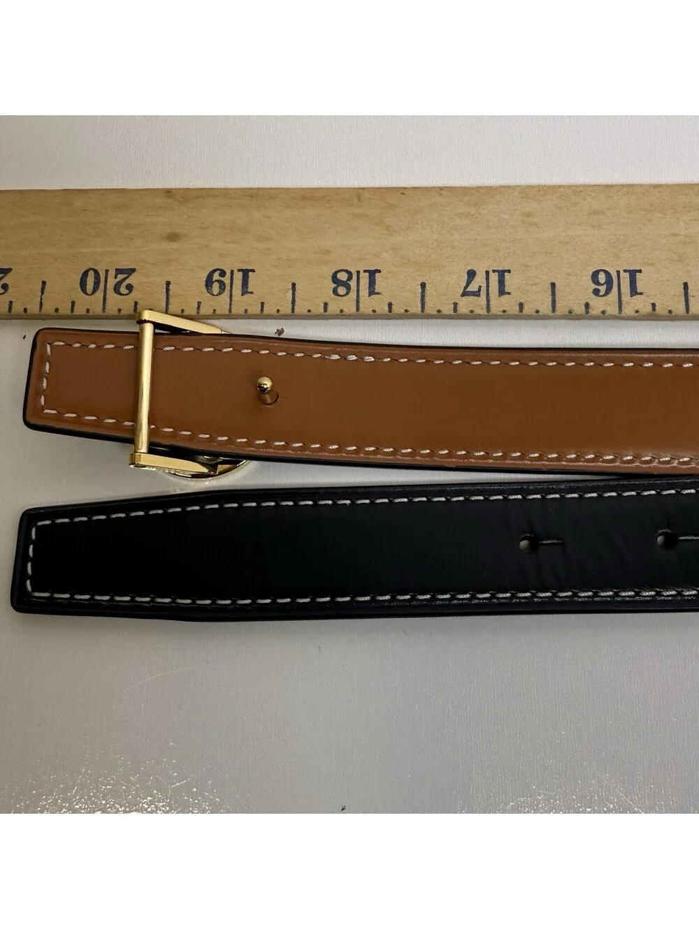 Tory Burch 1” Miller Reversible Belt Women’s Medium | Black & Tan with Gold